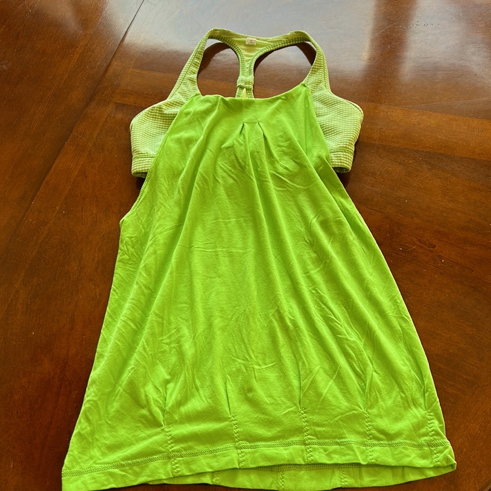 Lululemon, tank top with sports bra, green, size 6